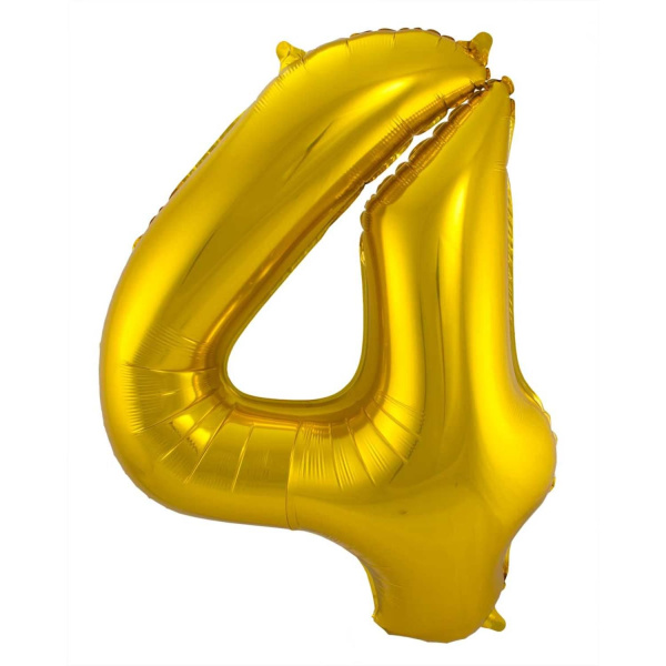 NUMBER 4 GOLD METALLIC FOIL BALLOON - 86CM