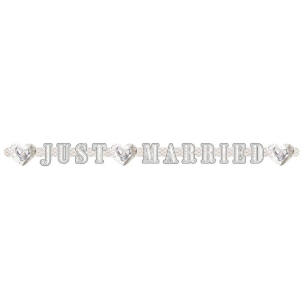 JUST MARRIED WEDDING RINGS LETTER BANNER - 2M