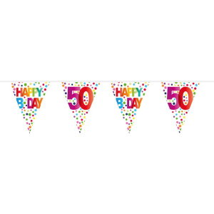 50TH BIRTHDAY POLKA DOTS TRIANGLE BUNTING - 10M