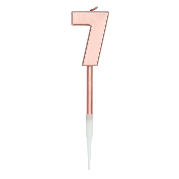 NUMBER 7 ROSE GOLD METALLIC CANDLE - 14CM