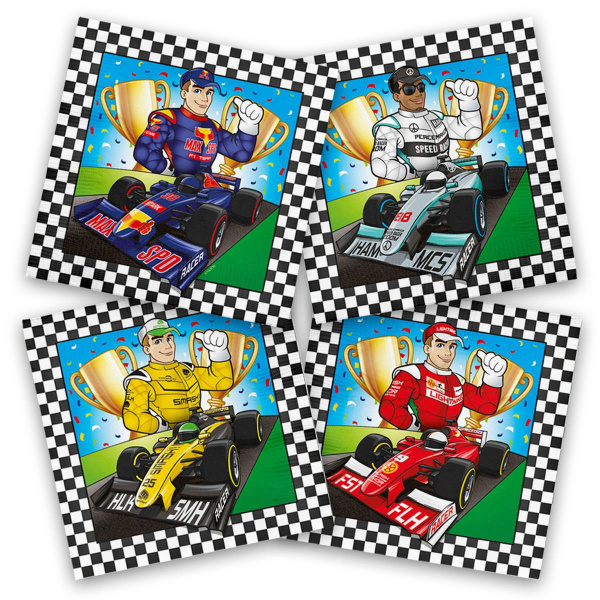 20 X FORMULA RACING PARTY NAPKINS - 33CM