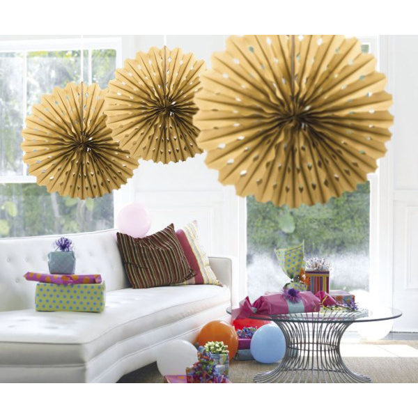 GOLD HANGING HONEYCOMB FAN - 45CM