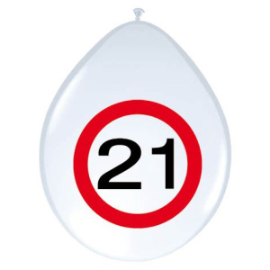 8 X 21ST BIRTHDAY TRAFFIC SIGN BALLOONS - 30CM