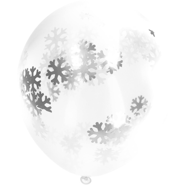 4 X BALLOONS WITH SNOWFLAKES CONFETTI - 30CM