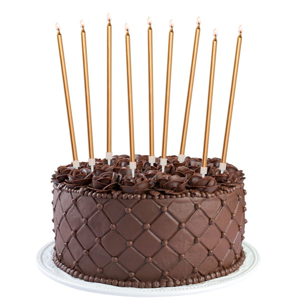 16 X BRONZE METALLIC BIRTHDAY CANDLES - 15CM