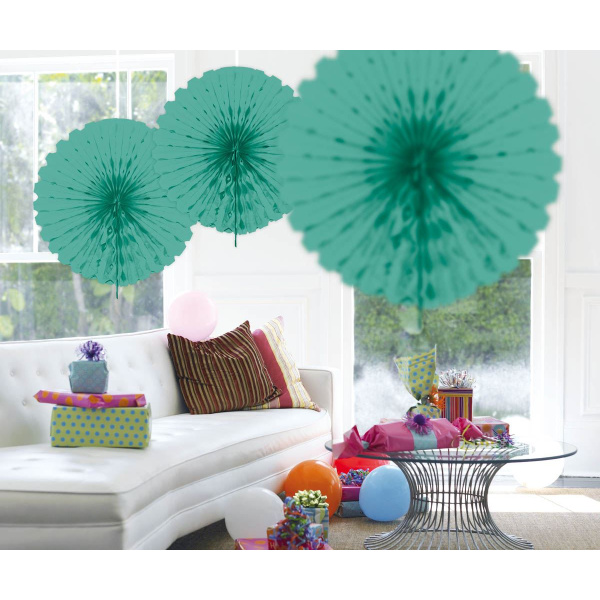 TURQUOISE HANGING HONEYCOMB FAN - 30CM