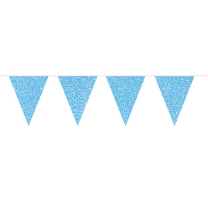 AZURE BLUE GLITTER TRIANGLE BUNTING - 6M