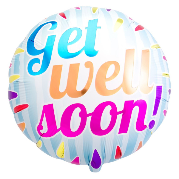 MULTICOLOURED EXPLOSION 'GET WELL SOON' FOIL BALLOON - 45CM