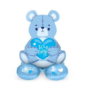 BLUE BEAR 'IT'S A BOY' FOIL BALLOON WITH BASE - 61CM