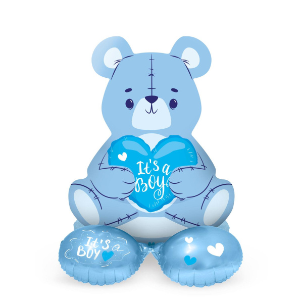 BLUE BEAR 'IT'S A BOY' FOIL BALLOON WITH BASE - 61CM