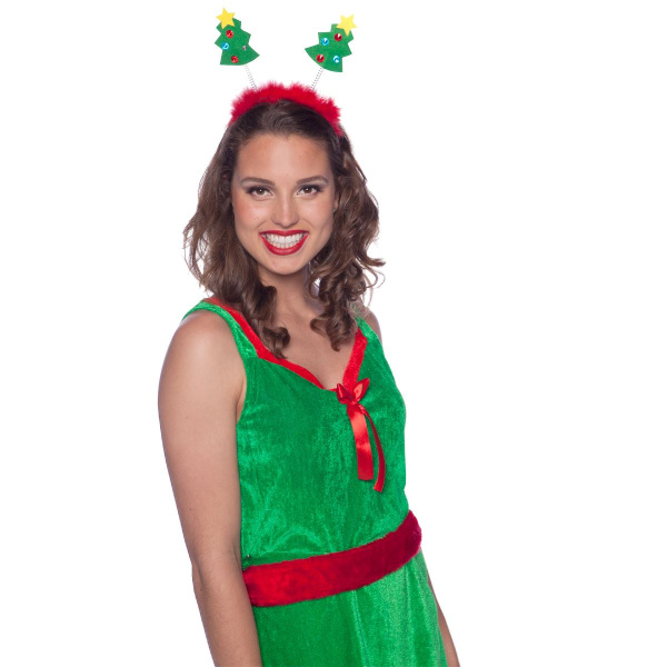 CHRISTMAS TREE HEADBAND BOPPERS WITH FUR