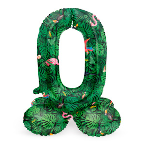 NUMBER 0 JUNGLE VIBE FOIL BALLOON & BASE - 72CM