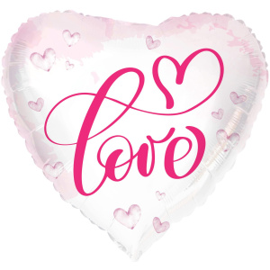 PINK 'LOVE' HEART SHAPED FOIL BALLOON - 45CM