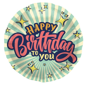 RETRO STARS 'HAPPY BIRTHDAY TO YOU' FOIL BALLOON - 45CM