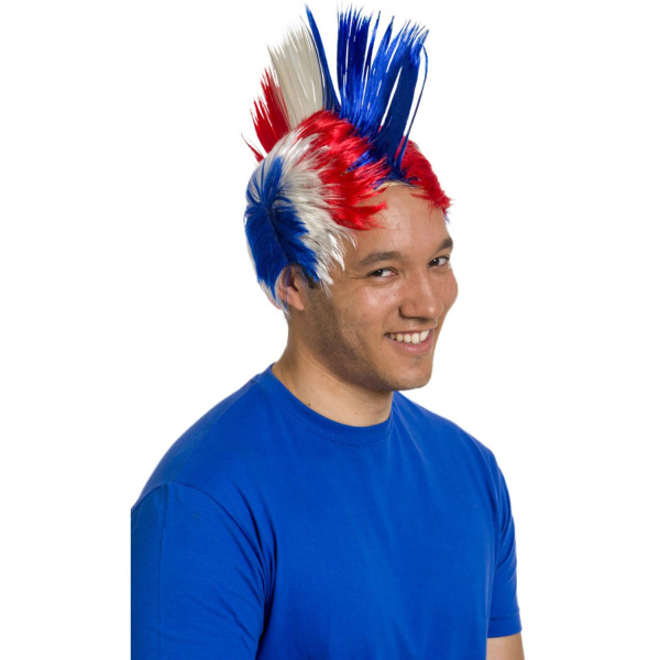 MOHAWK WIG RED / WHITE / BLUE