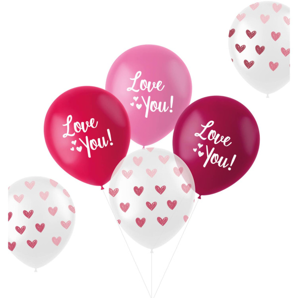 6 X LOVE YOU VALENTINE'S BALLOON SET - 33CM