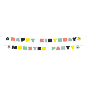 2 X CARTOON MONSTER BASH HAPPY BIRTHDAY LETTER BANNER - 1.5M