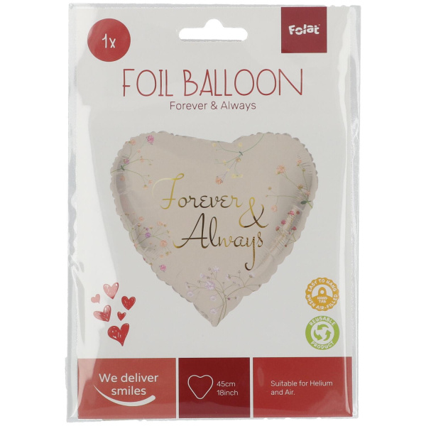 BLOSSOMS 'FOREVER & ALWAYS' HEART SHAPED FOIL BALLOON - 45CM