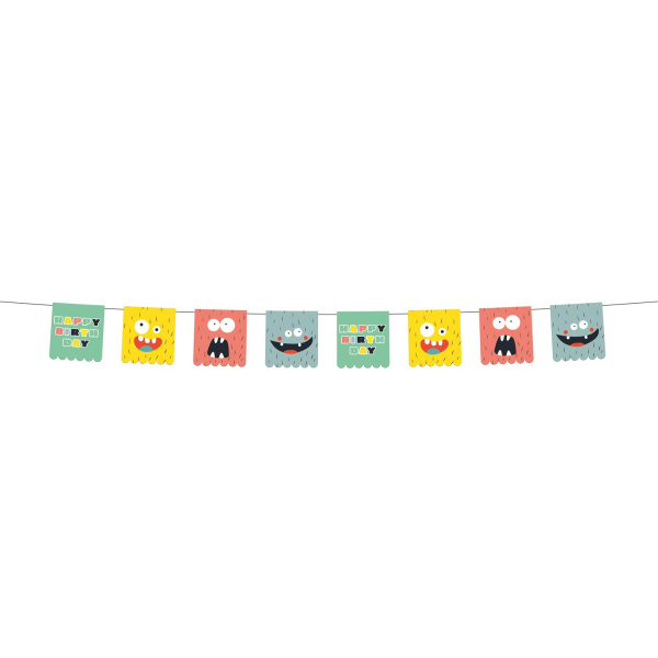 CARTOON MONSTER BASH BIRTHDAY BUNTING - 6M