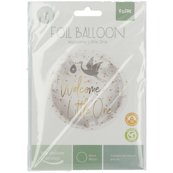 STORK 'WELCOME LITTLE ONE' FOIL BALLOON - 45CM