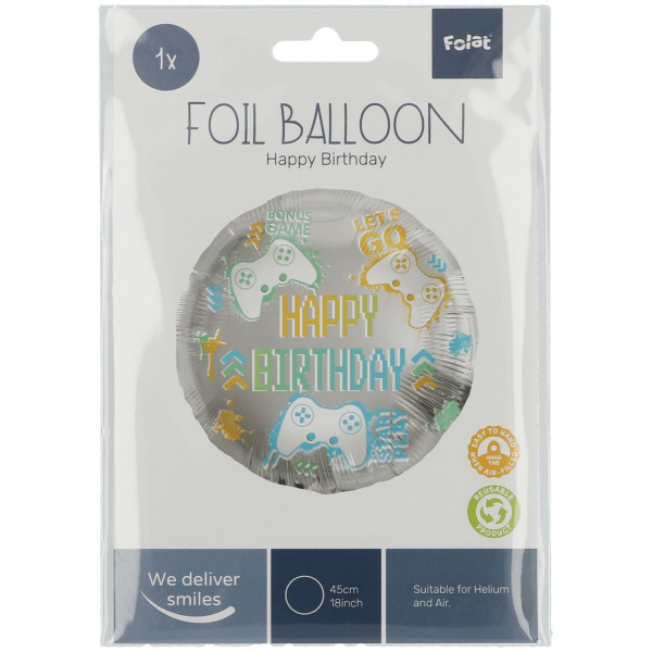 GAMER 'HAPPY BIRTHDAY' FOIL BALLOON - 45CM