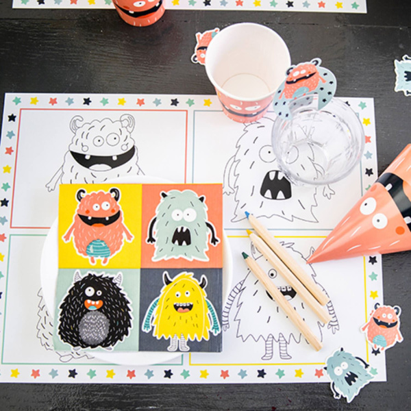 20 X CARTOON MONSTER BASH PAPER PARTY NAPKINS - 33CM