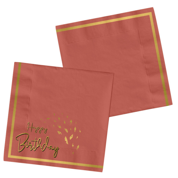 20 X HAPPY BIRTHDAY GOLDEN DUSK NAPKINS - 33CM