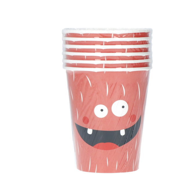 6 X CARTOON MONSTER BASH PAPER PARTY CUPS - 250ML