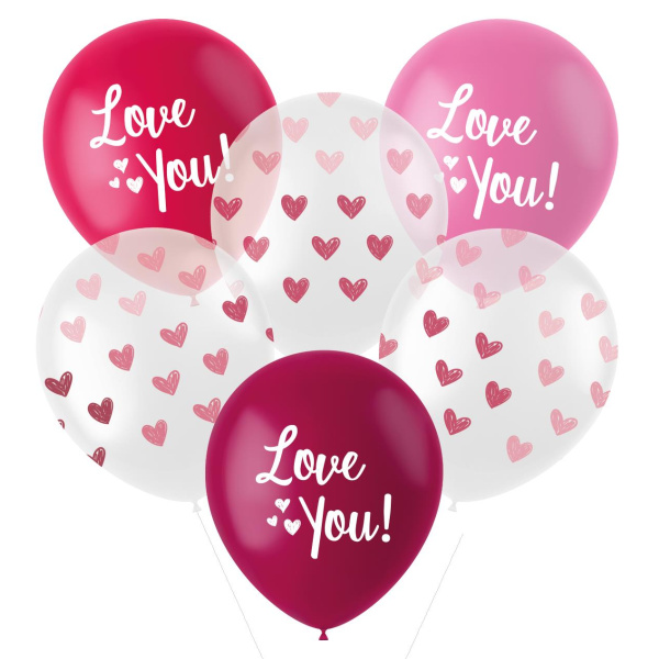 6 X LOVE YOU VALENTINE'S BALLOON SET - 33CM