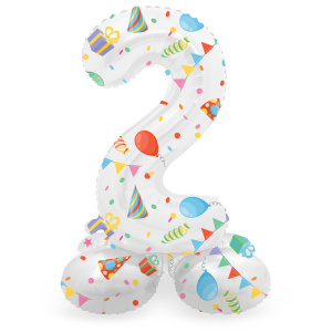 NUMBER 2 PARTY TIME FOIL BALLOON & BASE - 72CM