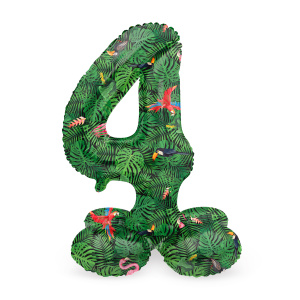 NUMBER 4 JUNGLE VIBE FOIL BALLOON & BASE - 72CM