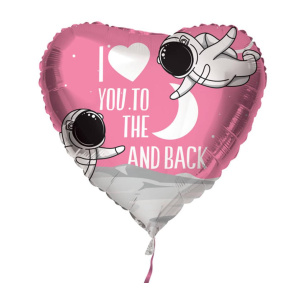 PINK HEART SHAPED 'I LOVE YOU TO THE MOON AND BACK' FOIL BALLOON - 45CM