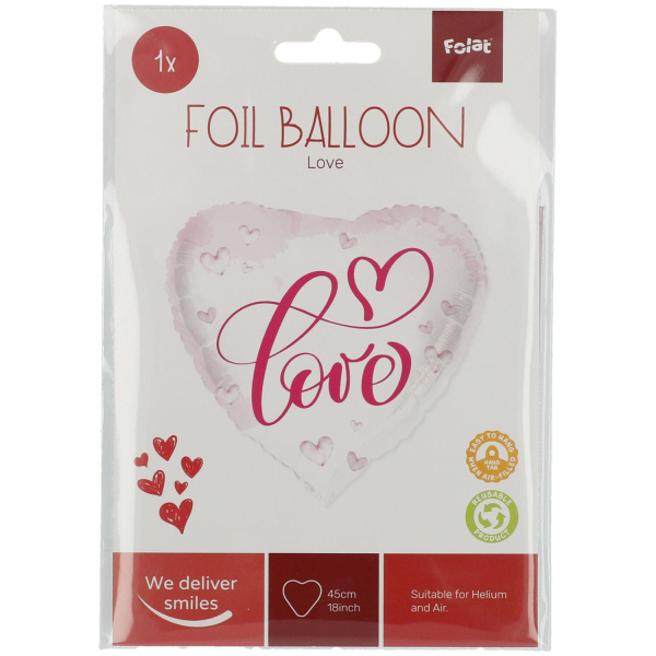 PINK 'LOVE' HEART SHAPED FOIL BALLOON - 45CM