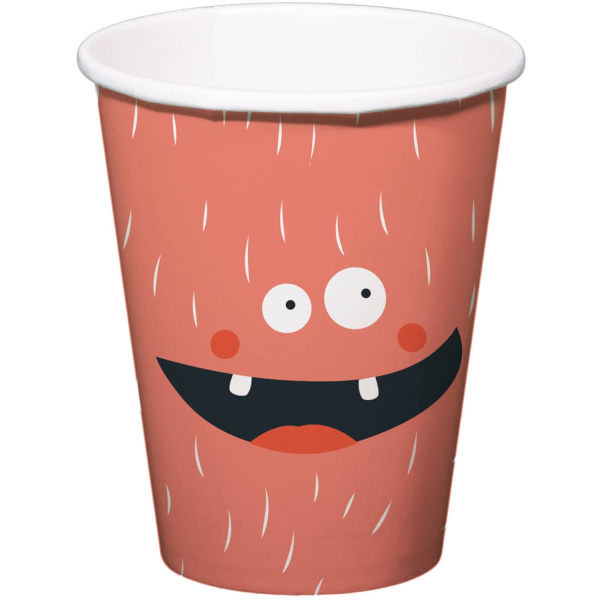 6 X CARTOON MONSTER BASH PAPER PARTY CUPS - 250ML