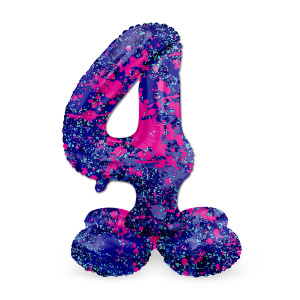 NUMBER 4 PAINT SPLASH FOIL BALLOON & BASE - 72CM