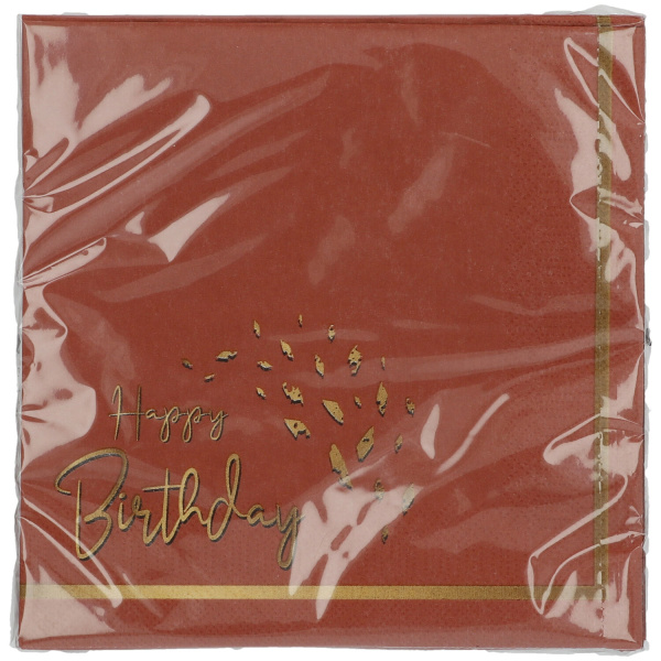 20 X HAPPY BIRTHDAY GOLDEN DUSK NAPKINS - 33CM