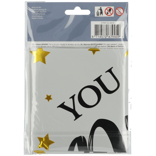 BLACK & GOLD 'YOU DID IT' FOIL BALLOON - 45CM