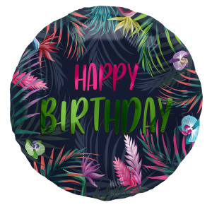 TROPICAL PALM LEAVES 'HAPPY BIRTHDAY' FOIL BALLOON - 45CM