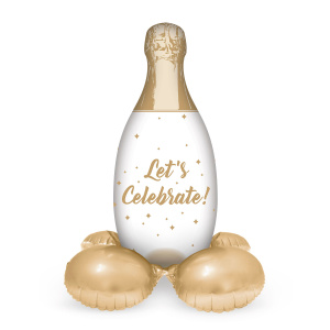 CHAMPAGNE BOTTLE FOIL BALLOON & BASE - 86CM