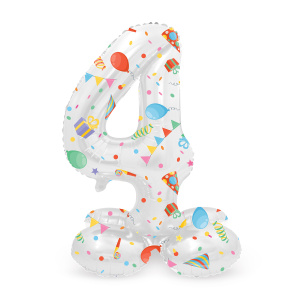 NUMBER 4 PARTY TIME FOIL BALLOON & BASE - 72CM