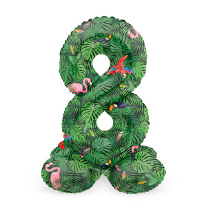 NUMBER 8 JUNGLE VIBE FOIL BALLOON & BASE - 72CM