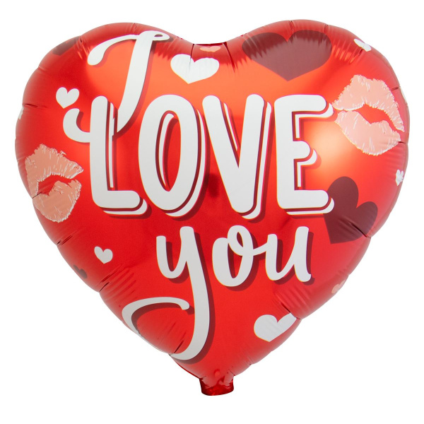 RED HEART-SHAPED 'I LOVE YOU' FOIL BALLOON - 45CM