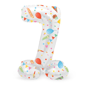 NUMBER 7 PARTY TIME FOIL BALLOON & BASE - 72CM