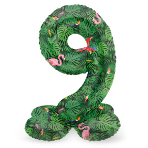 NUMBER 9 JUNGLE VIBE FOIL BALLOON & BASE - 72CM