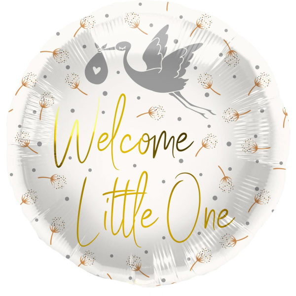 STORK 'WELCOME LITTLE ONE' FOIL BALLOON - 45CM