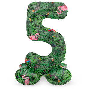 NUMBER 5 JUNGLE VIBE FOIL BALLOON & BASE - 72CM