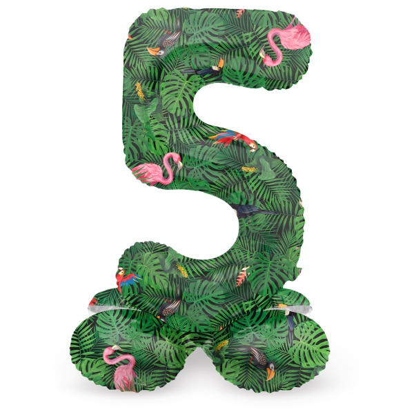 NUMBER 5 JUNGLE VIBE FOIL BALLOON & BASE - 72CM