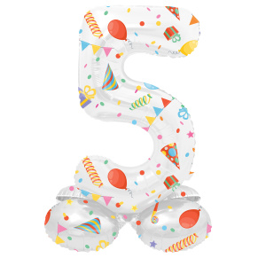 NUMBER 5 PARTY TIME FOIL BALLOON & BASE - 72CM