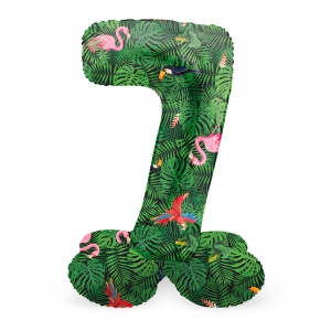 NUMBER 7 JUNGLE VIBE FOIL BALLOON & BASE - 72CM