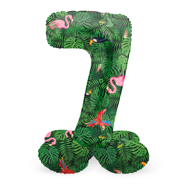 NUMBER 7 JUNGLE VIBE FOIL BALLOON & BASE - 72CM